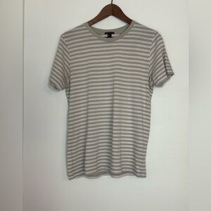 Theory Beige and White Striped Tee